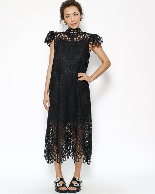 black crochet midi dress with slip *pre-order*